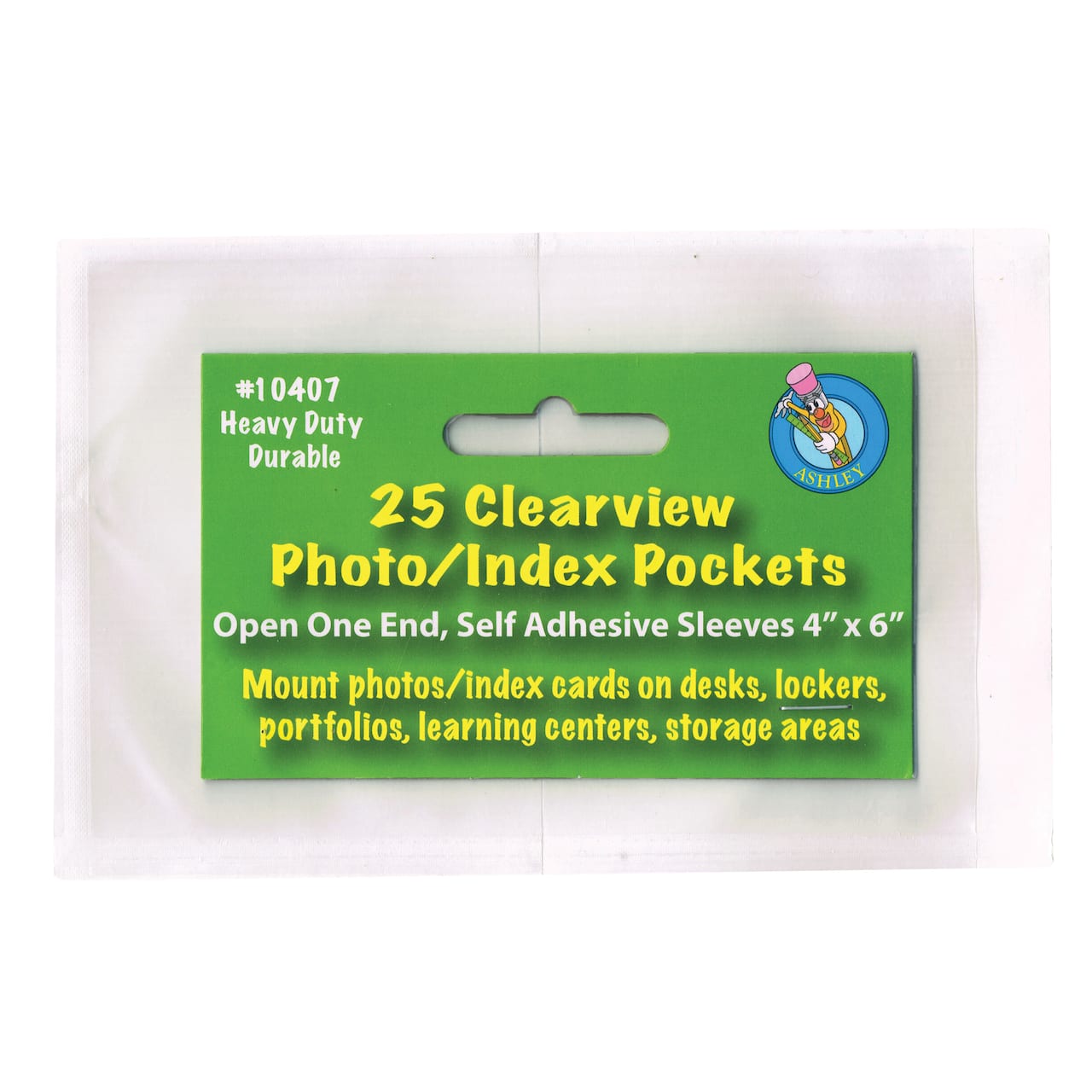 Ashley Productions Photo/Index Card Clear Pockets, 5 Packs of 25